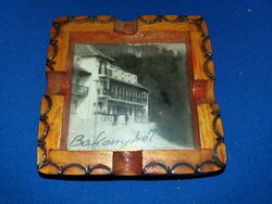 Old bakon souvenir traveling souvenir with photo under tree + glass ashtray ashtray according to the pictures