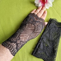 Wedding kty36 - self-made 18 cm sleeveless black lace gloves