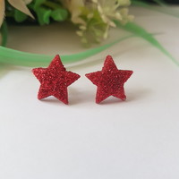 New, shiny red, star-shaped earrings, bijou