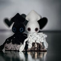 Cuttlefish pair of crochet figures