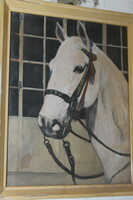 Antique equestrian painting 596