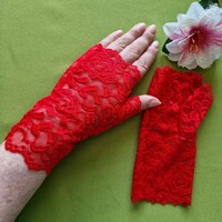 Wedding kty83 - 18cm red lace gloves with one finger