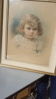 Csodás kislány porté akvarell festmény
