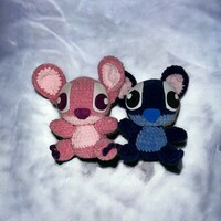 Stitch and angel crochet figures in pairs