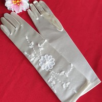 Wedding kty52 - 35cm ecru pearl satin gloves