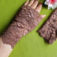 Wedding kty56 - self-made 16cm sleeveless chocolate brown lace gloves