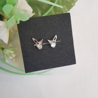 New, small earrings with rhinestones, butterfly wings, bijou earrings