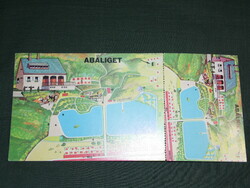 Postcard, abali grove, lake stalactite cave, tourist house, graphic drawing, map, entrance ticket
