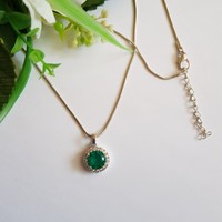 New green and white bling necklace with rhinestones