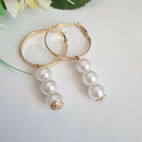 New hoop earrings decorated with pearls, bijou earrings
