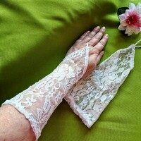 Wedding kty91 – approx. 25 cm ecru lace gloves that can be hung on the fingers