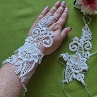 Wedding kty90 - white bridal lace gloves that can be hung on 18cm fingers