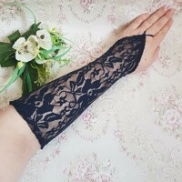 Wedding kty66 - approx. 30cm dark blue, casual lace gloves that can be hung on the fingers