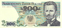 200 zloty zlotych 1986 Lengyelország Gyönyörű