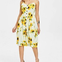 New, size 38/s sunflower flower print midi dress