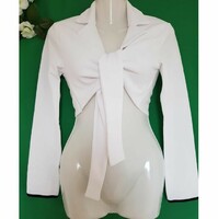 New, size 36/s, snow-white, black bordered long-sleeved, tie-up bolero, semi-blazer, jacket