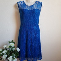 New, l/xl royal blue casual lace dress, sleeveless mini dress
