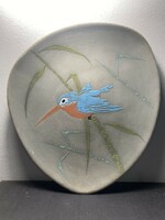 Retro decorative wall plate with a beautiful kingfisher motif. Probably Ruscha pottery