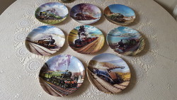 Rare davenport steam locomotive train porcelain plate collection 8 pcs.