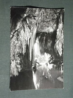 Postcard, aggtelek fortune teller, baradla stalactite cave, stalactite candles standing in water