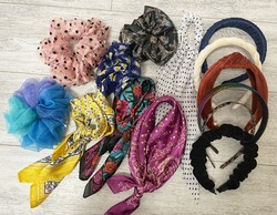 14 pieces of claire's brand headbands, scarves and hair elastics