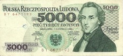 5000 zloty zlotych 1982 Lengyelország 3.