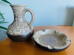 Decorative retro ceramic vase and ashtray from the 70s