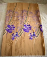 Chinese silk fabric repeating iris pattern 580 x 116 cm wide, in original box