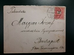 1891.levél fekete számú krajcáros Baja-Budapest.