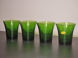 Set of green glass glasses, marked with an emerald glass sticker. Mid-second half of Xx.