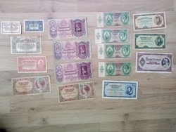 17 pcs Weak, Torn Korona and Pengő Banknotes