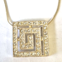 Silver necklace with swarovski crystal, square pendant