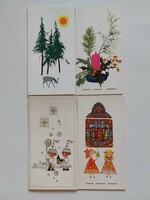 4 old graphic Christmas cards