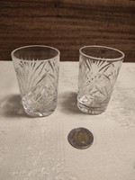 2 crystal short drink glasses
