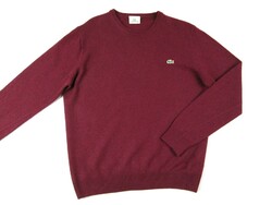 Original lacoste (s / m) elegant long-sleeved men's burgundy wool sweater