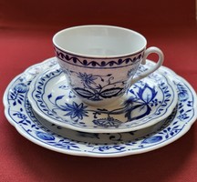 Triptis Kahla Zwiebelmuster német porcelán reggeliző kávés teás szett csésze csészealj kistányér