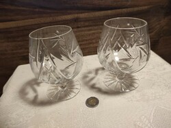 2 cognac crystal glasses