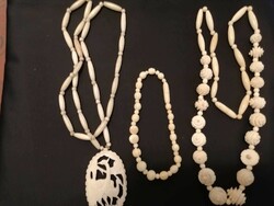 2 bone necklaces 1 bone bracelet