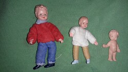 Antique small doll house rubber toy dolls with wire frames in one - 7 -5 -3 cm according to the pictures