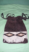 Retro Indian-style split leather, leather appliqué bag / handbag 25 x 21 cm as shown in pictures