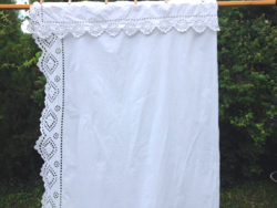 Antique old linen hand-embroidered madeira curtain drapery folk traditionalist