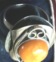 BOROSTYÁN-"BALTI tojássárga"-orosz alpacca gyűrűben-55-ös méretű