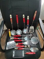Old-retro serving tools: ladle, meat spatula, etc. inox.