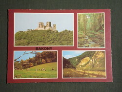 Postcard, bakony, mosaic details, I'm waiting for a tip, skyline, forest, light railway, details