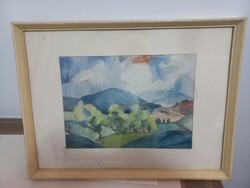 László raven: landscape. Watercolor