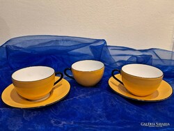 Art deco German porcelain, 3 tea and coffee cups, 2 saucers