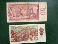 Csehszlovák 50 korona 1964 és 10 korona 1986