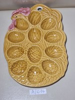 Hen yellow egg tray - ceramic holds 12 eggs
