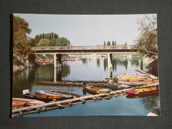 Képeslap, Baja,Sugovica híddal, csónak kikötő, látkép részlet
