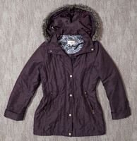 Classic brand, dark purple dark burgundy, size 10, spring transitional hooded women's coat jacket